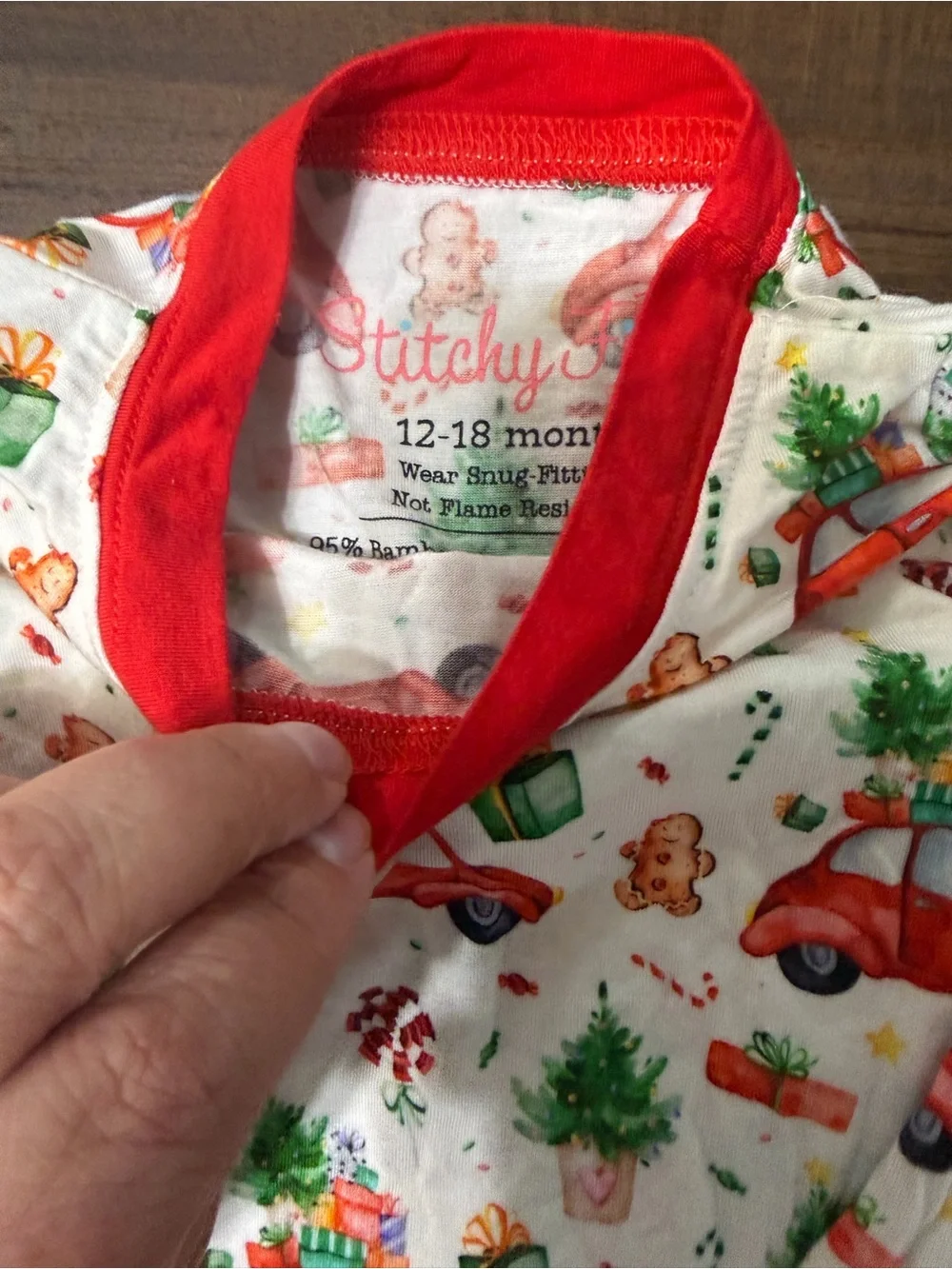 Stitchy Fish Holiday Car Print Bamboo Pajama Set